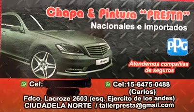 chapa y pintura del automotor Presta