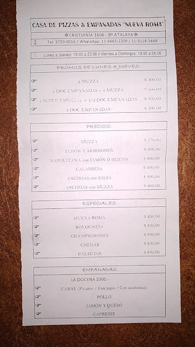 Casa de pizzas & empanadas "Nueva Roma"