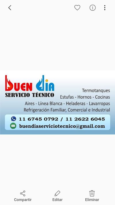 buen dia servicio tecnico