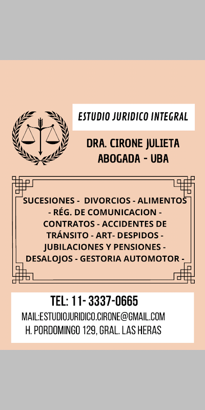 Estudio Juridico Integral. Dra Cirone Julieta