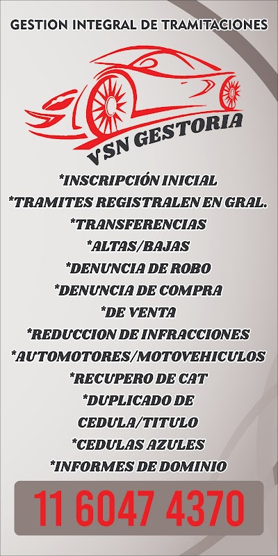 Gestoría VSN trámites de autos y motos en general.