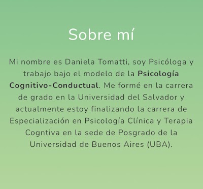 Lic. Daniela Tomatti (Psicóloga Cognitiva Conductual)