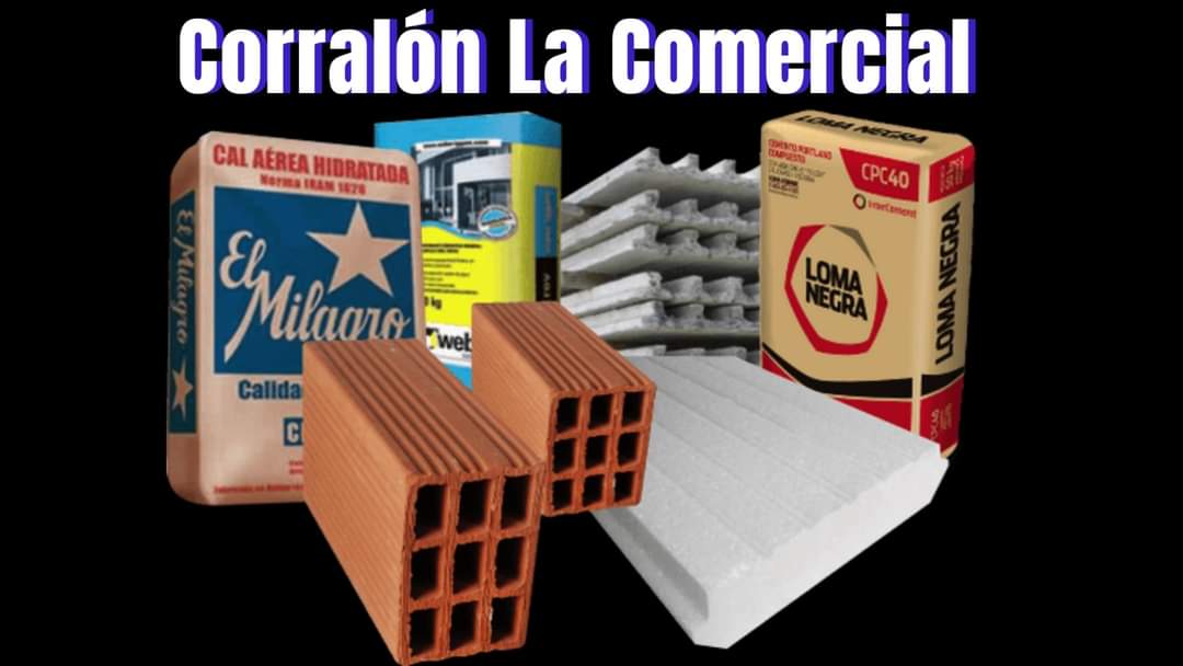 Materiales para la construcción, Corralon La Comercial, Hierros, Varillas, Mallas, ladrillos, cemento, cal. 
